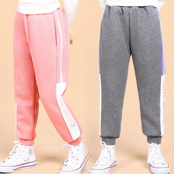 120-160码橙子家加绒加厚儿童裤子女童保暖运动休闲裤0011