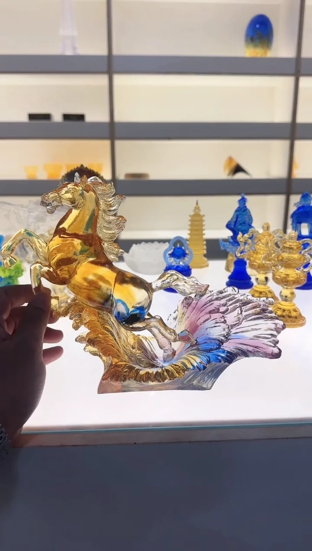 手工艺品琉璃马踏浪花