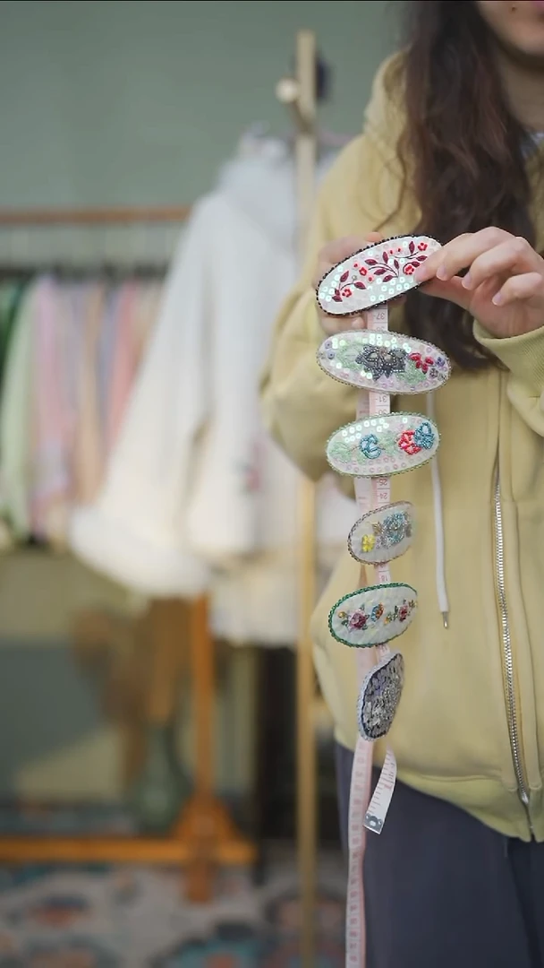 刺绣苏绣大号弹簧夹