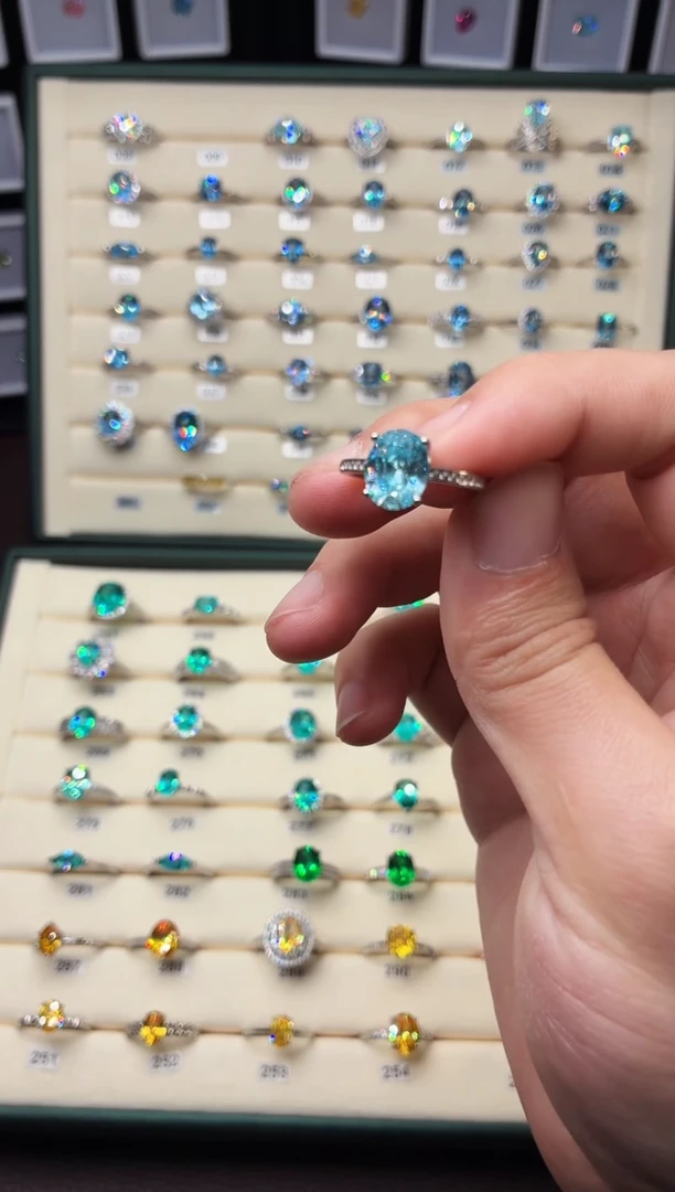 银S925镶嵌戒圈海蓝宝石111111