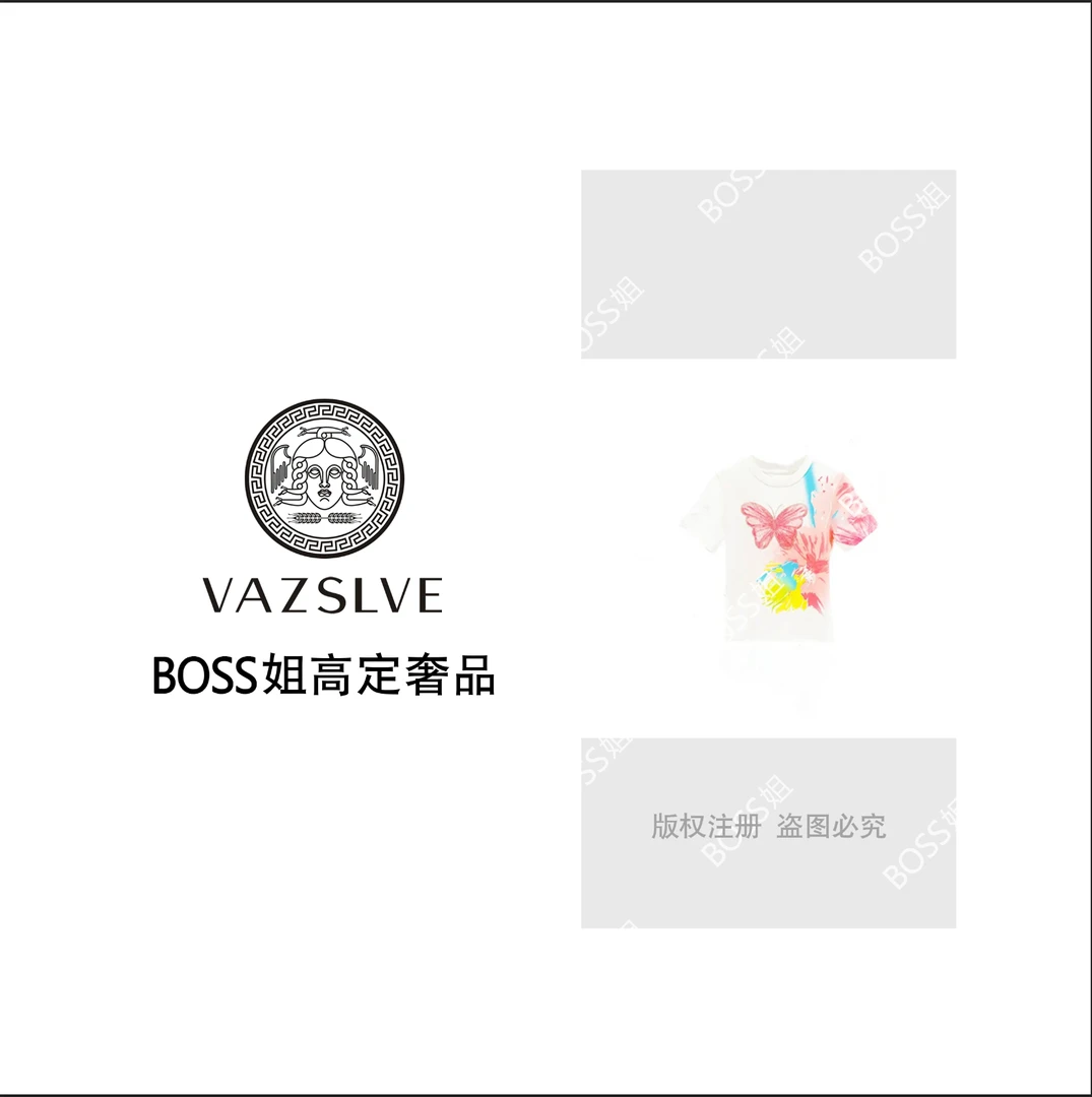 【VAZSLVE/原创设计】韩版烫钻蝴蝶印花短袖T恤设计感休闲上衣0921