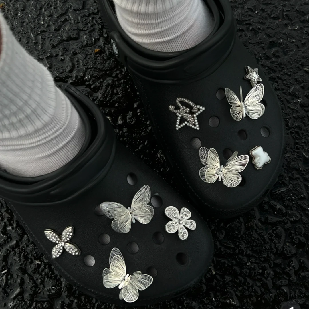 【品控升级 掉落就补】【银光蝴蝶】洞洞鞋鞋花~适配卡洛驰（不含鞋）