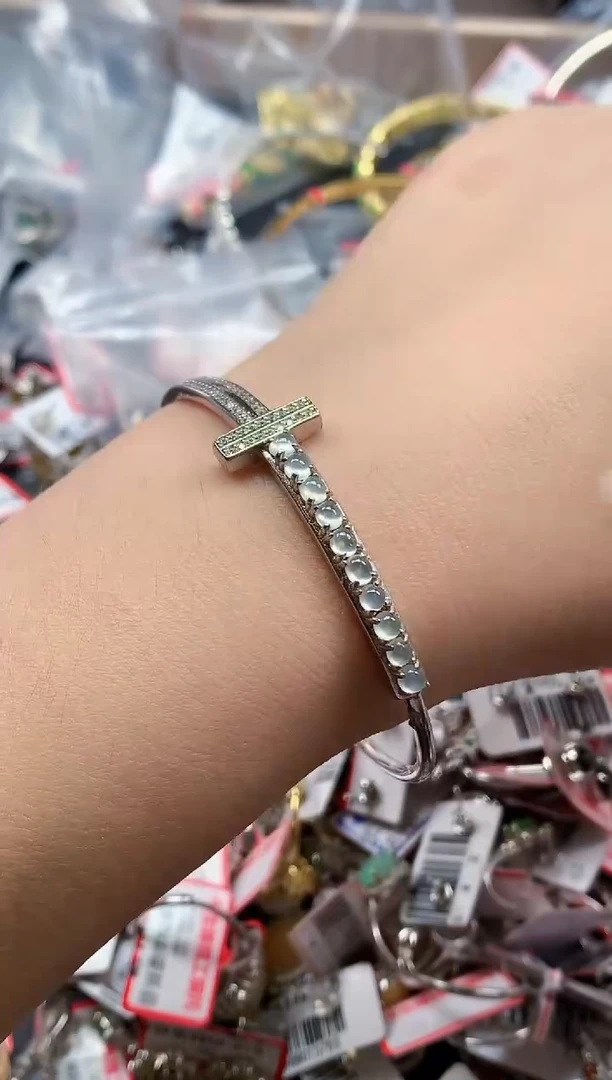 银S925镶嵌戒指翡翠天然A货缅甸翡翠