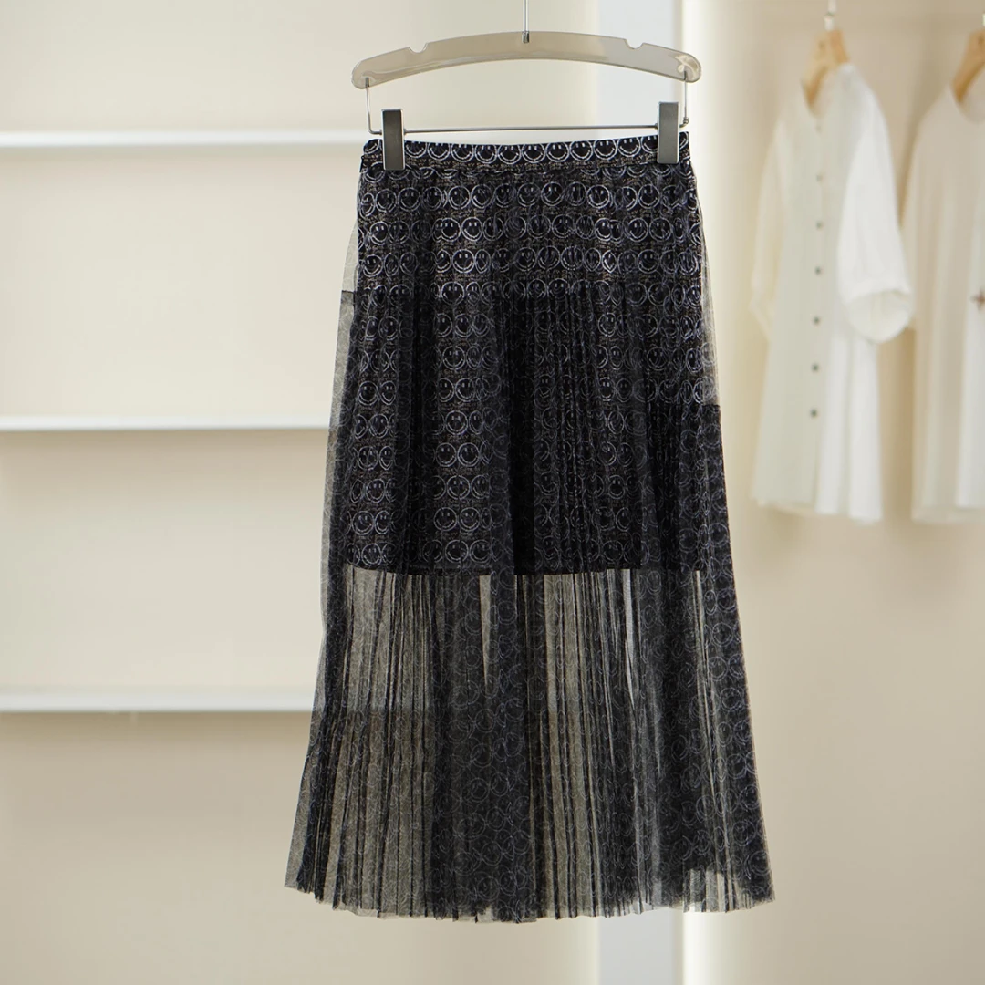 麦迪尚品【LI丽】S153春夏优雅气质半身长裙黑色网纱半裙