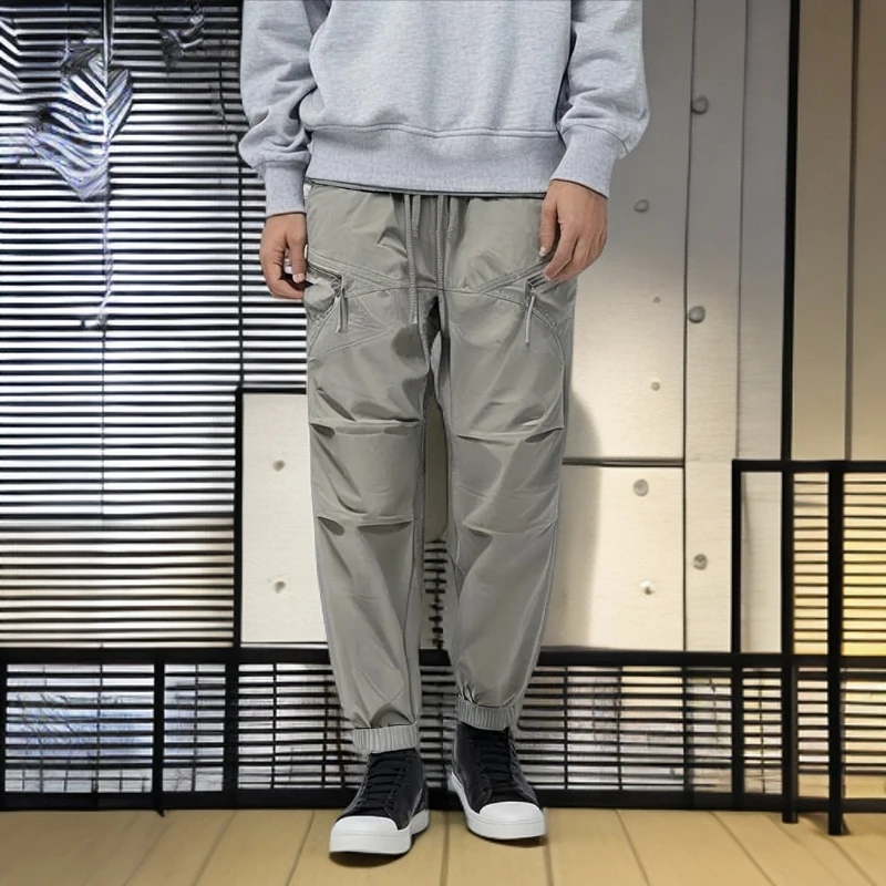 薄款夏季百搭潮流宽松哈伦裤韩版个性拉链工装裤男士原创休闲裤子