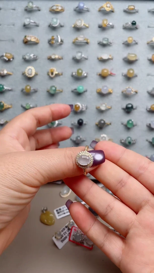 翡翠戒指银S925镶嵌.