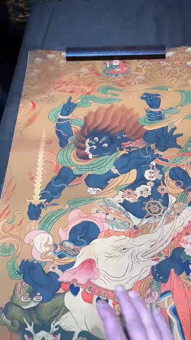 卷轴画【主播精品】高端卷轴画——唐卡050大黑天