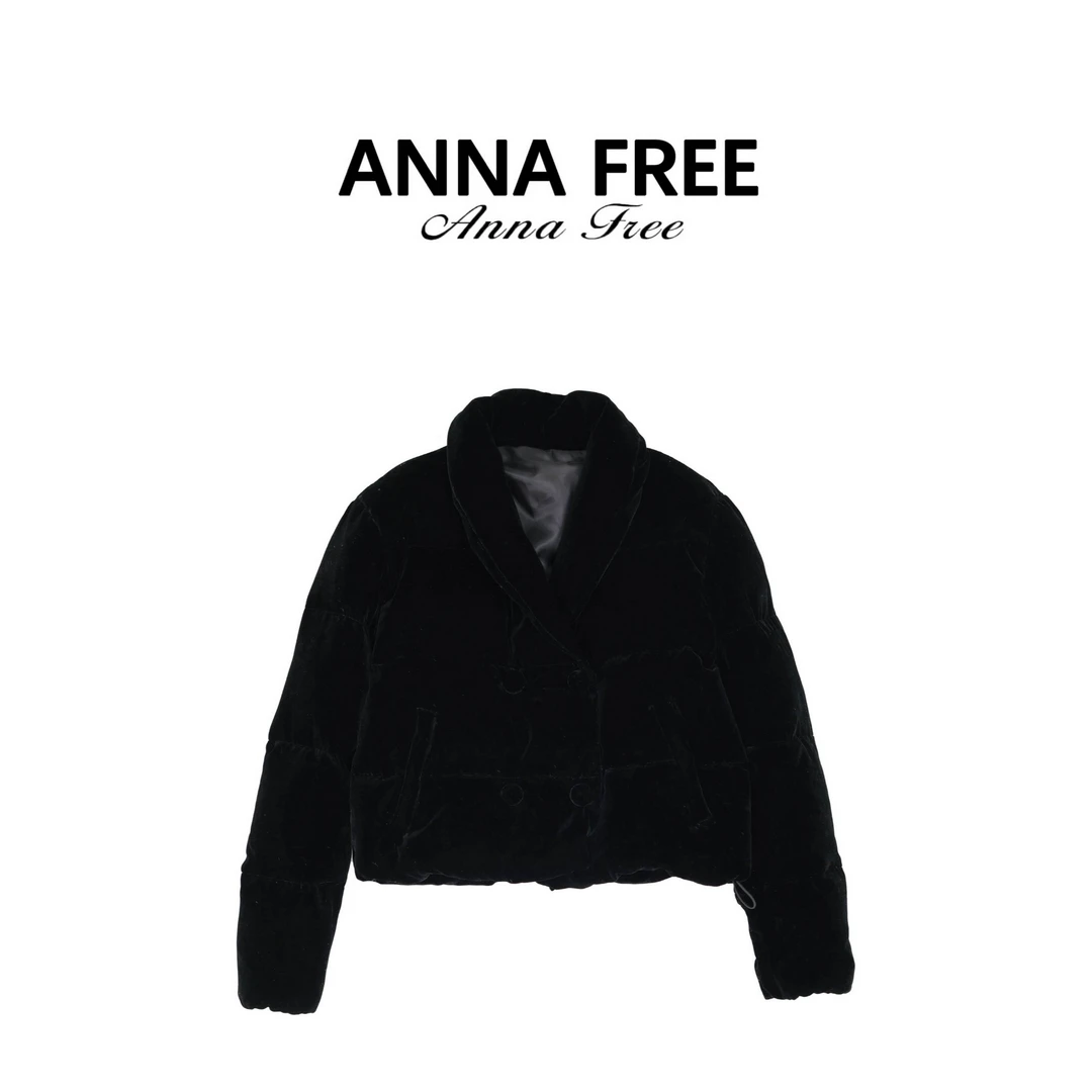 ANNA FREE 复古立领翻领两穿白鸭绒休闲显瘦气质羽绒服ZCE251140