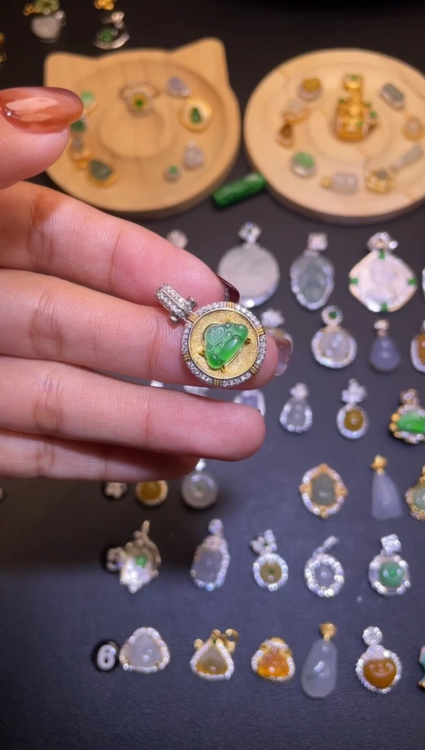 吊坠(不含链)银S925镶嵌翡翠1