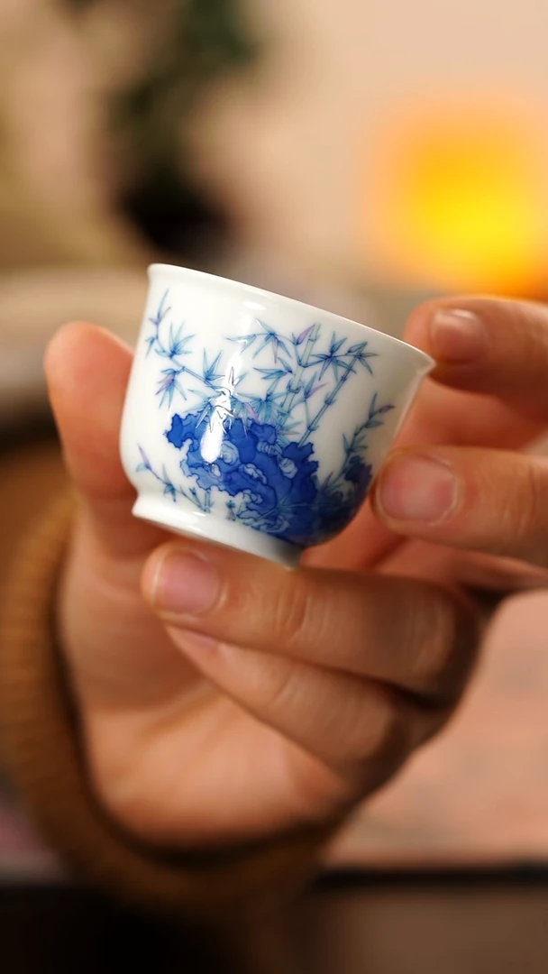 【闪购商品】望玉斗彩绿竹小杯