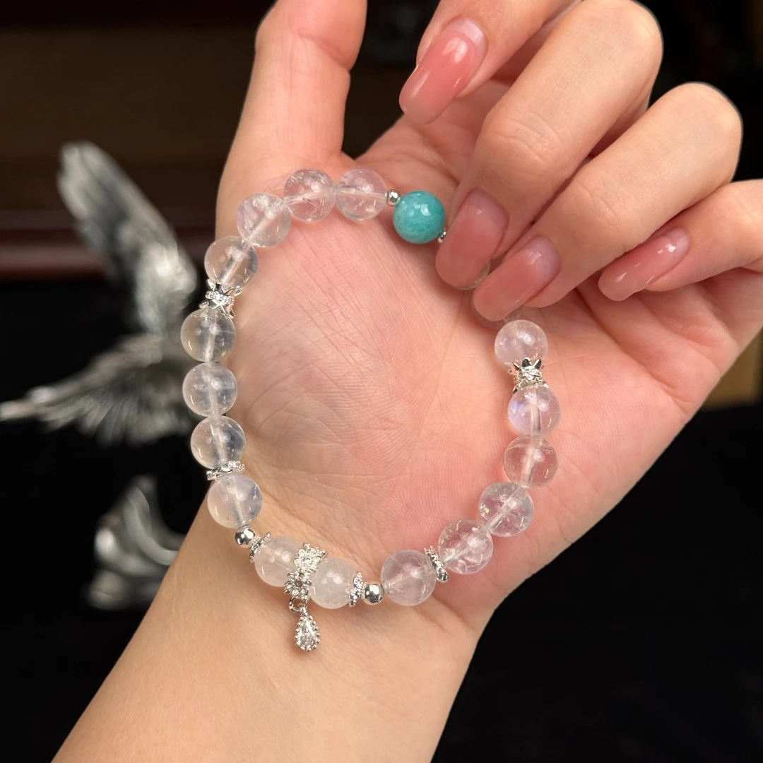 水妍-五行相生系列（蓝针水晶+蓝月光+天河石）天然水晶手链/手串