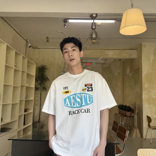 【AE23】纯棉宽松短袖男夏季简约潮流半袖设计感百搭男士上衣情侣