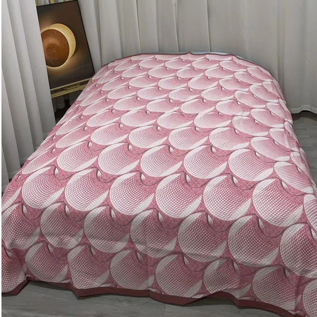 大豆豆-玫粉色空气层泡泡软凉席床盖2*2.3米