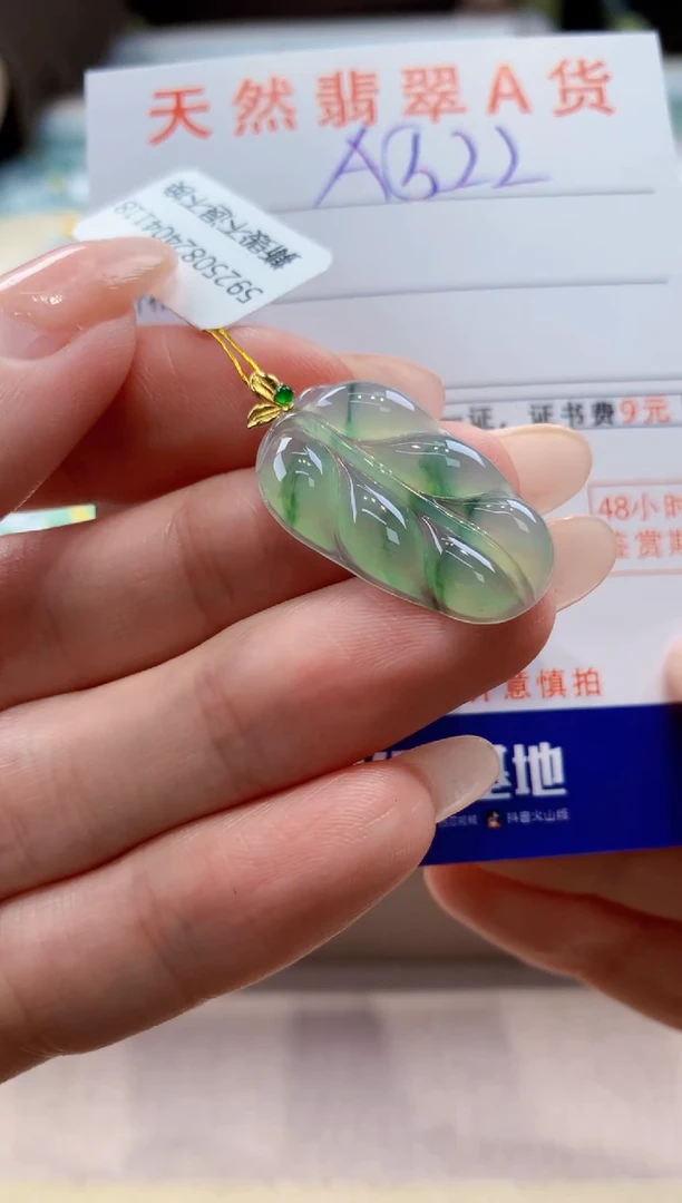 颈饰18K金镶嵌翡翠天然缅甸a货翡翠