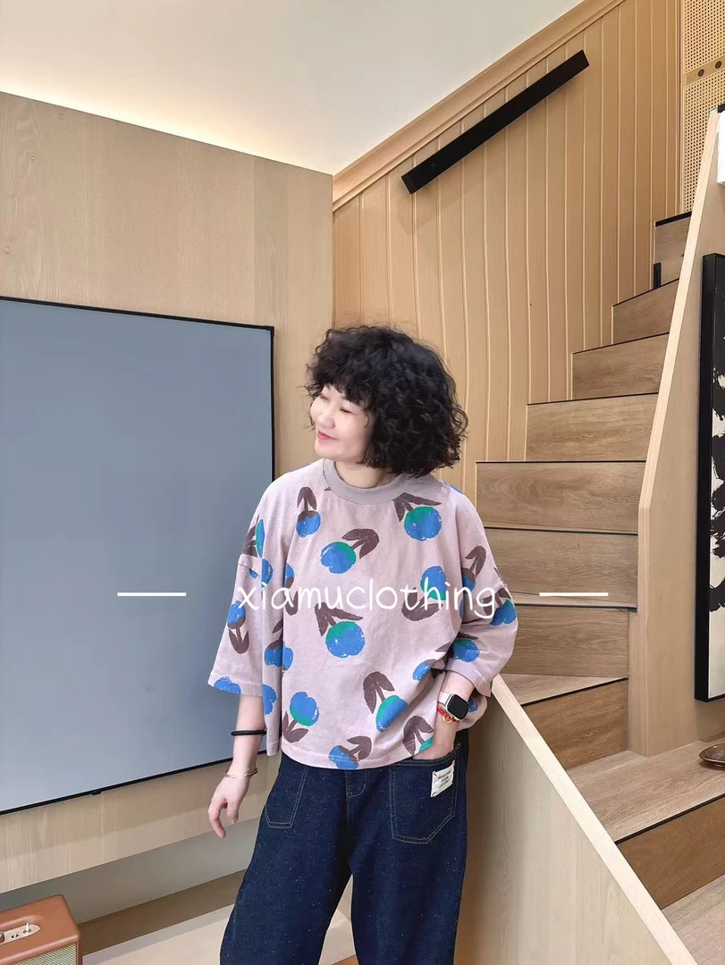 夏沐家春款郁金香洋气宽松百搭T恤9958