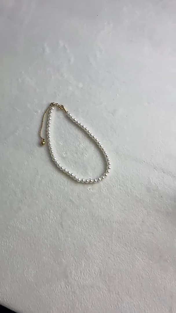 银S925镶嵌手链淡水珍珠22号3-4mm淡水ak极光小米珍珠手链