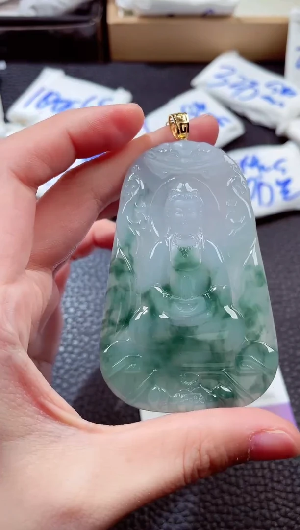 翡翠18K金镶嵌颈饰00016173素衣