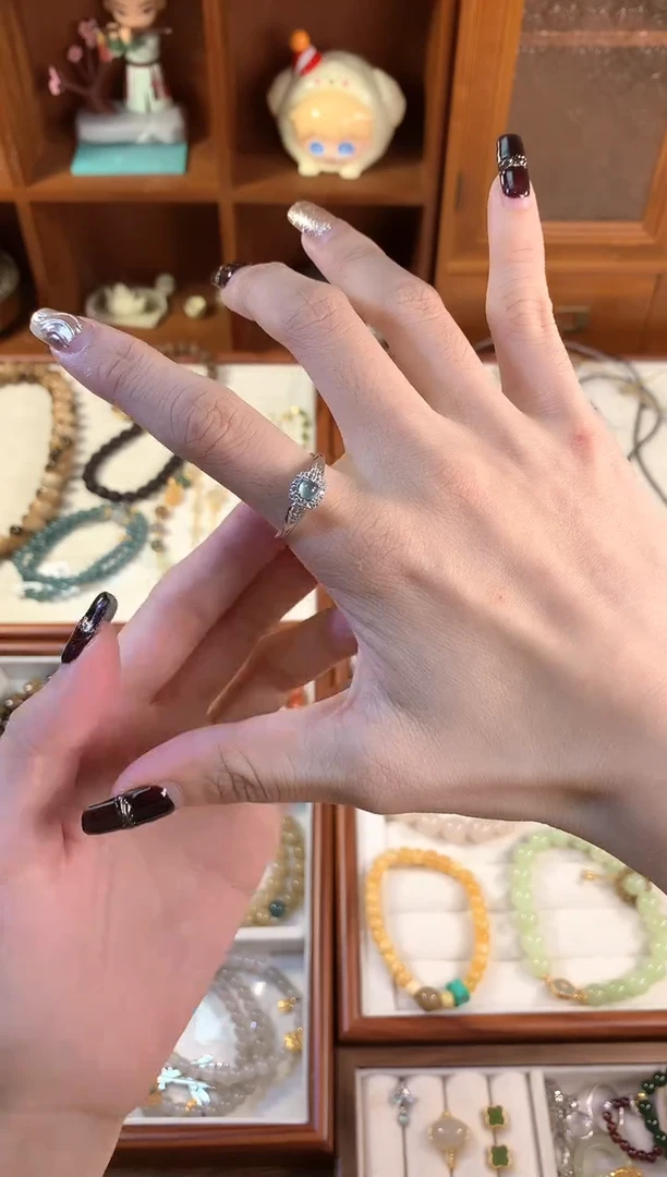 【闪购商品】翡翠戒指未镶嵌蓝翡方戒指