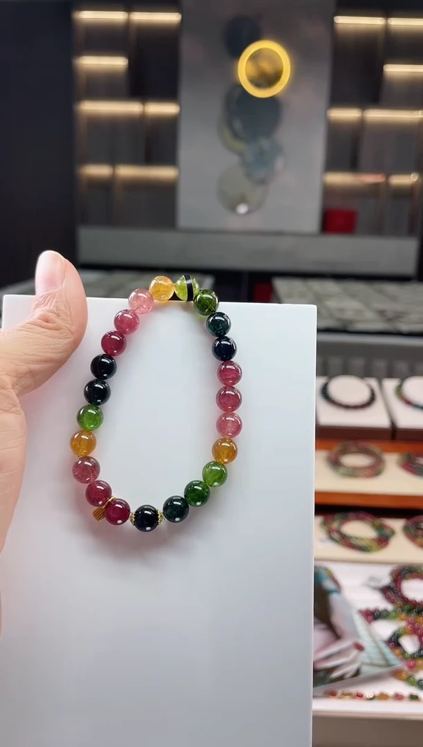 未镶嵌老矿碧玺单圈手串8mm+碧玺（多样性发一条）Q