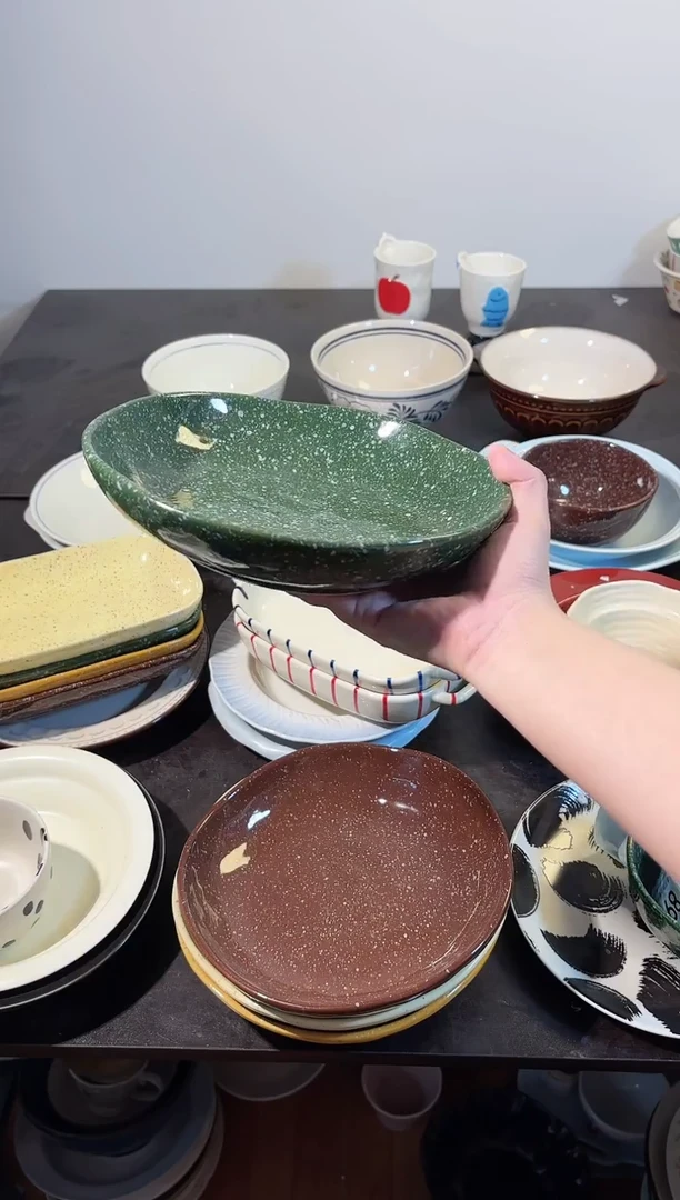 陶泼墨8英寸深盘*1绿色