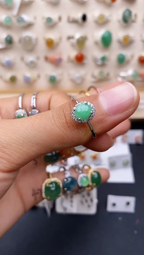 【闪购商品】翡翠戒指银S925镶嵌缅甸翡翠