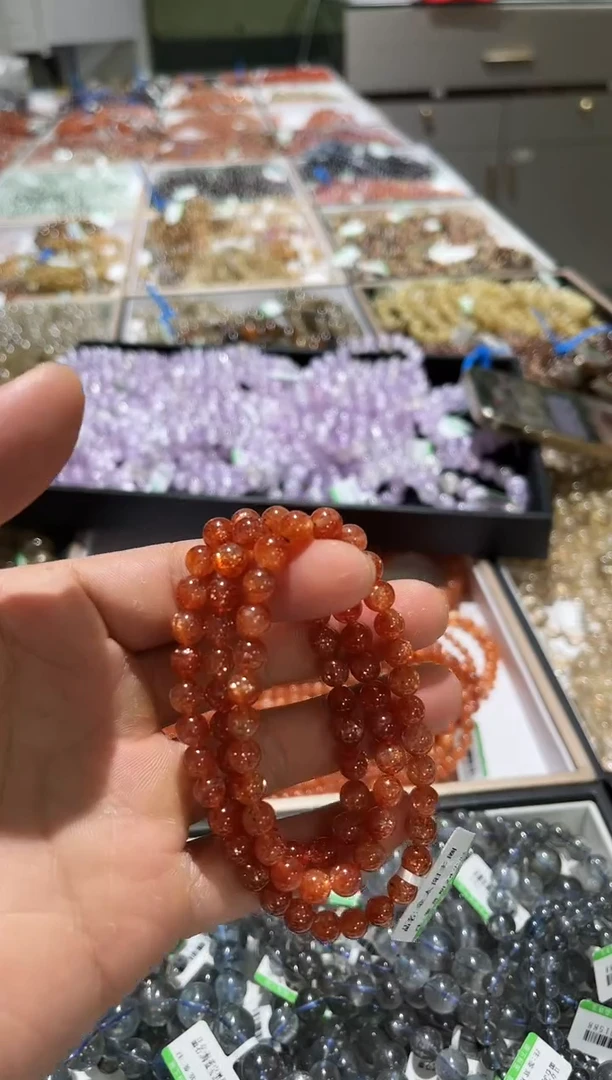 未镶嵌手链长石J010-6mm金太阳多圈-多样性发其一