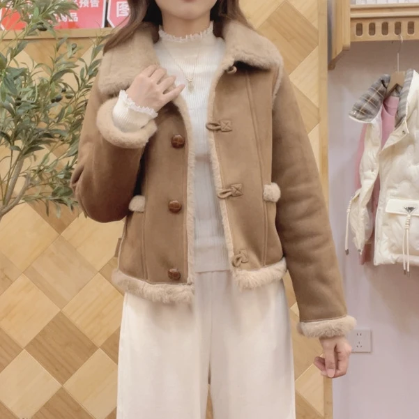 来米家 冬季新款法式气质 感厚实保暖磨砂外套