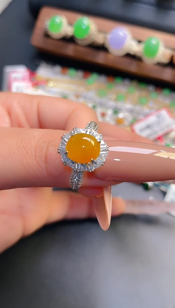 银S925镶嵌戒指翡翠天然