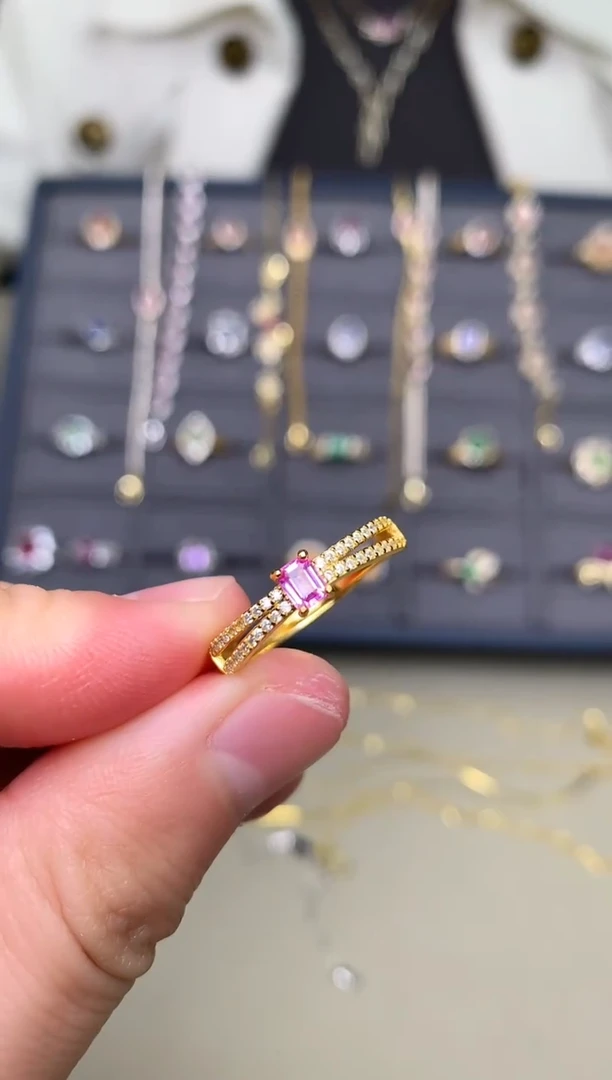 戒指蓝宝石银S925镶嵌戒指