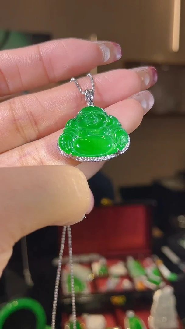 【闪购商品】翡翠吊坠(不含链)18K金镶嵌天然翡翠A货