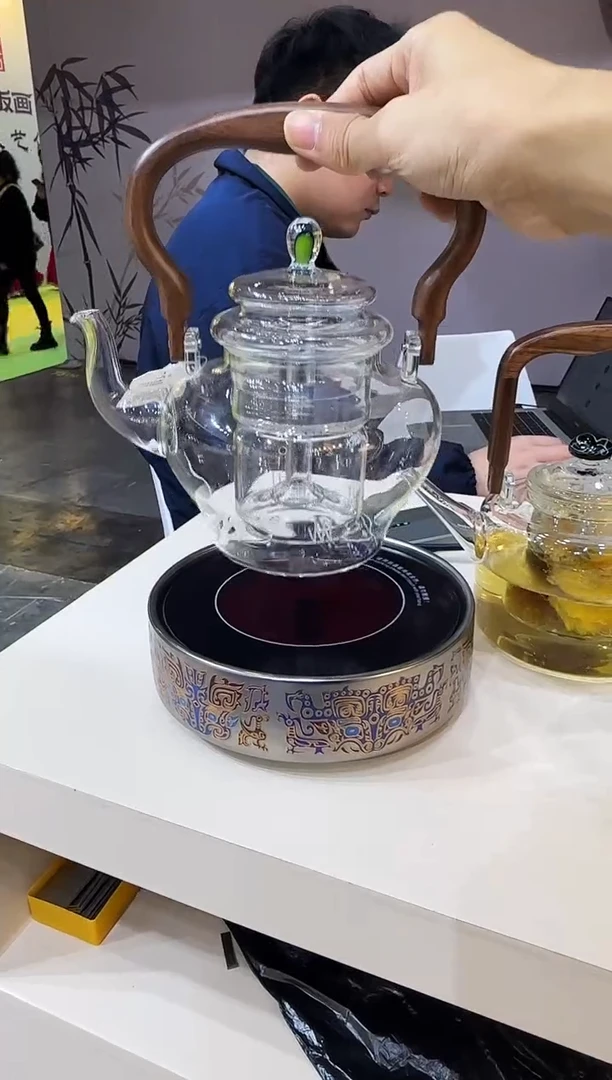 祈福壶透明色晶焱金标+电陶炉亮银色
