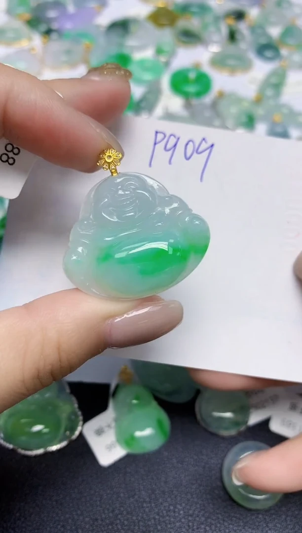 颈饰18K金镶嵌翡翠天然缅甸翡翠A货翡翠百元以上9元证书费自理