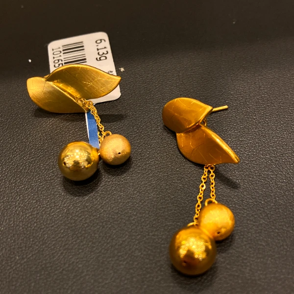 （1号货）放心黄金店 足金999耳环6.12克【货号65】