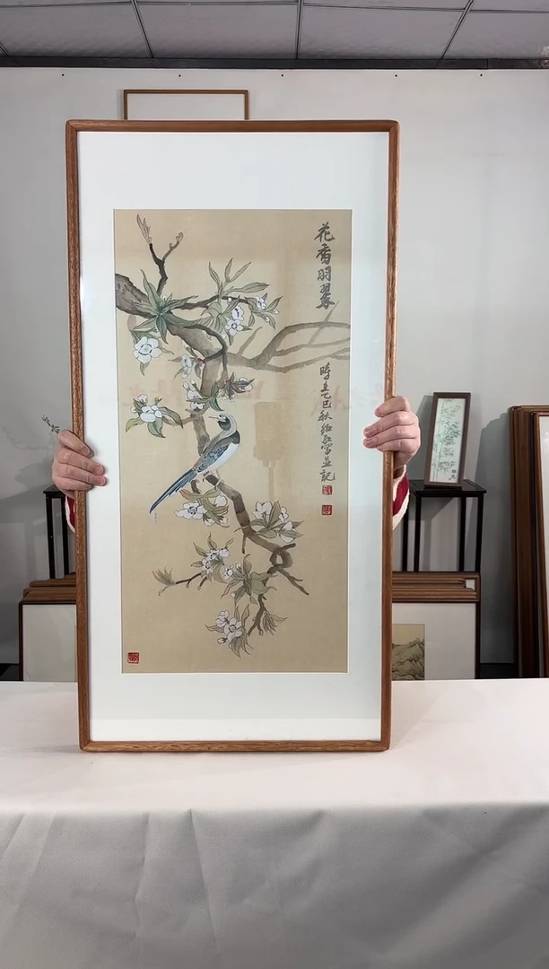 国画手绘*花香羽翠*47*92cm