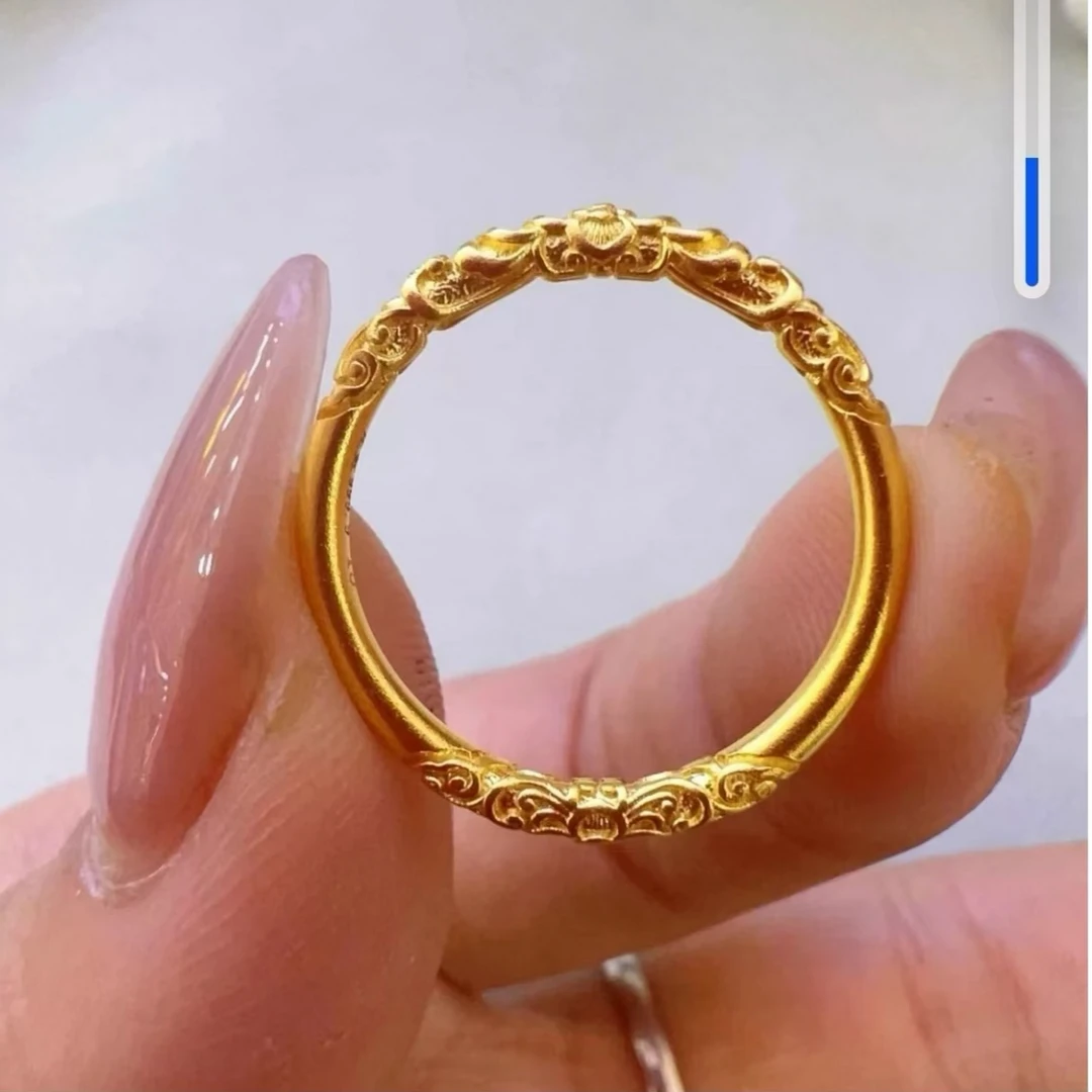 合金戒指 祥云卷草纹闭口戒指