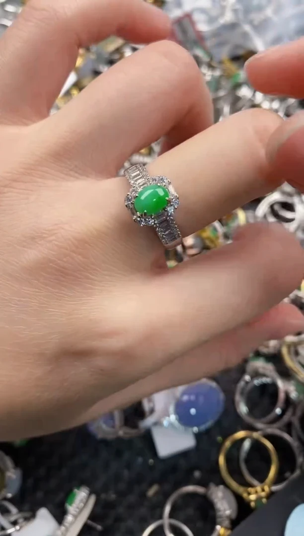 银S925镶嵌戒指翡翠999                   5