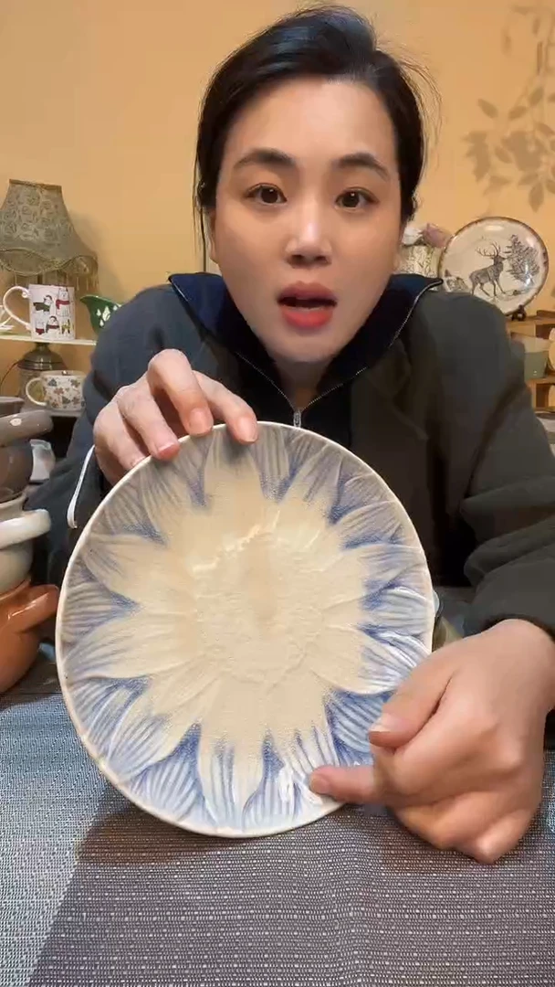 瓷片8英寸盘 底部瑕疵  介意勿拍