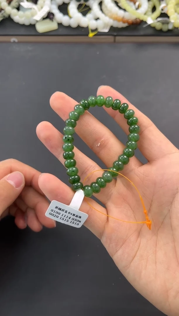 未镶嵌手串和田玉和田碧玉算盘珠手串卡8微色差