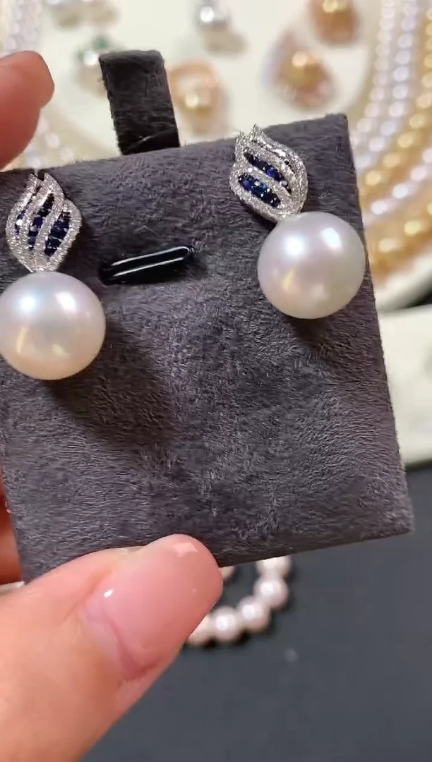 18K金镶嵌耳饰海水珍珠q128