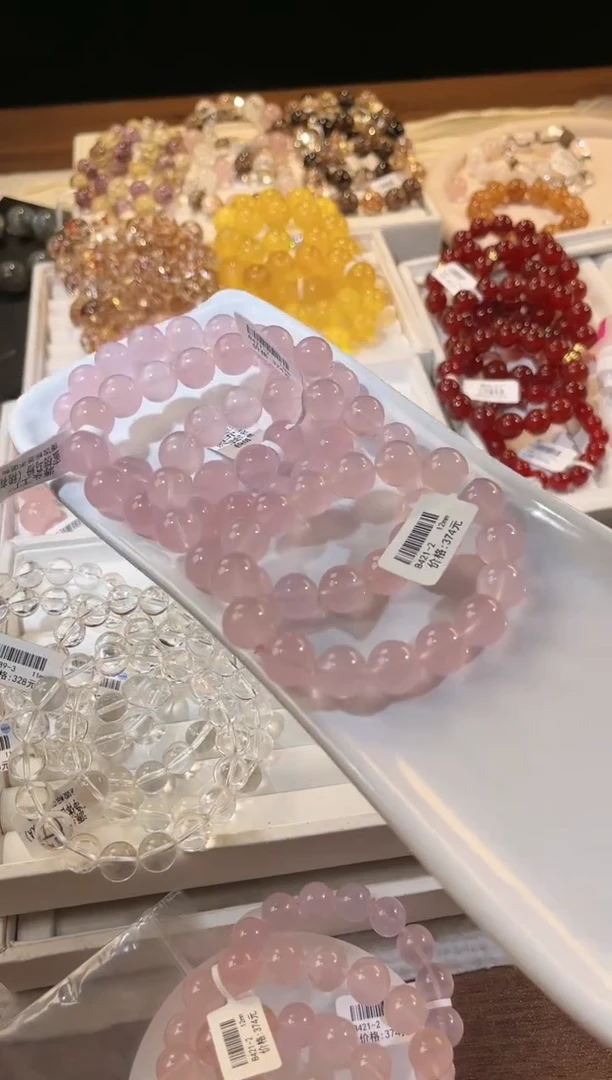 合成欧泊未镶嵌手串多样性发一Q43粉晶12mm