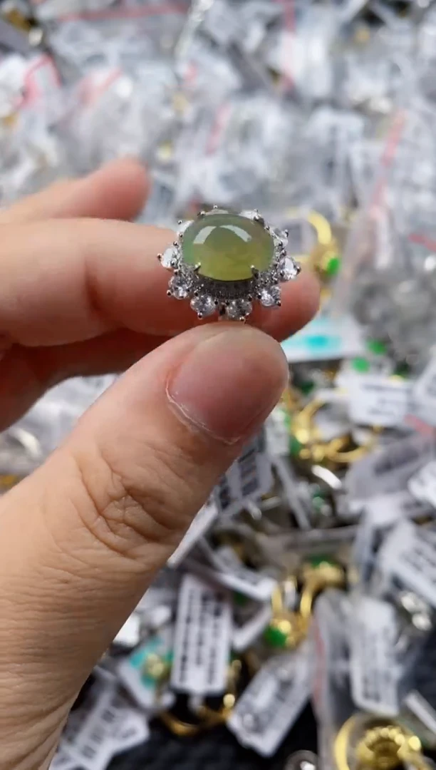 翡翠戒指银S925镶嵌222     8