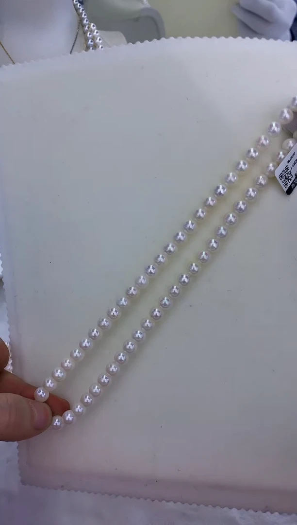 银S925镶嵌饰品海水珍珠7-8满珠链G7
