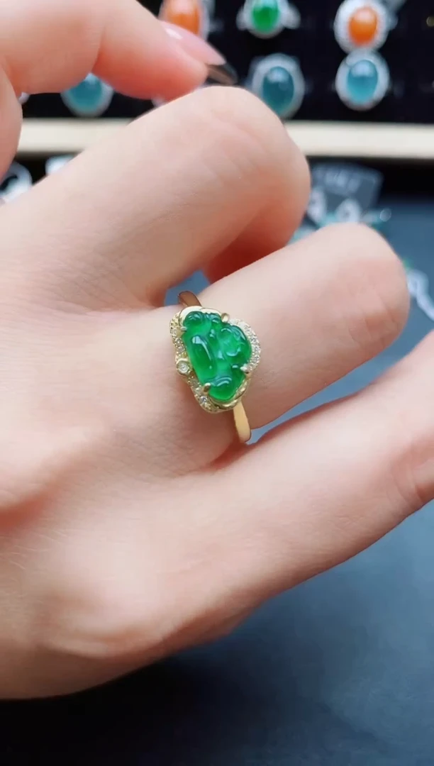 翡翠戒指银S925镶嵌080805