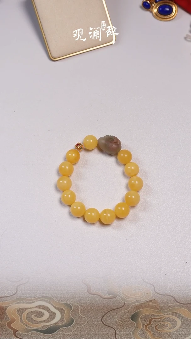 【闪购商品】蜜蜡手链18K金镶嵌老盐源多宝手链