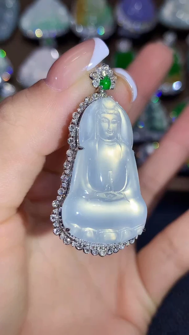 吊坠(不含链)18K金镶嵌翡翠D61