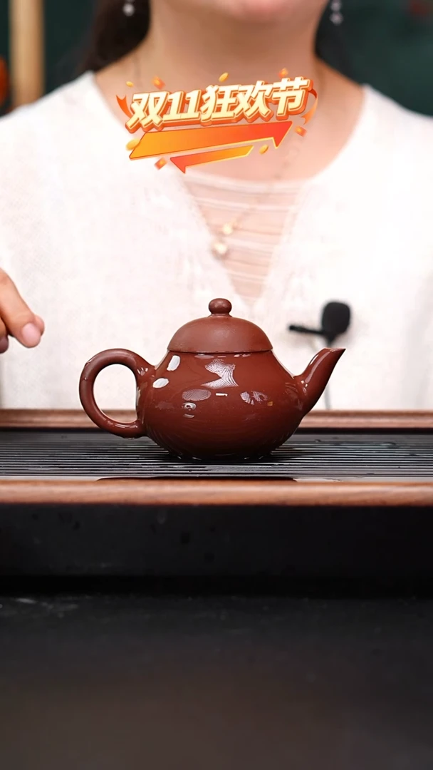 茶壶紫砂红皮龙梨形肖
