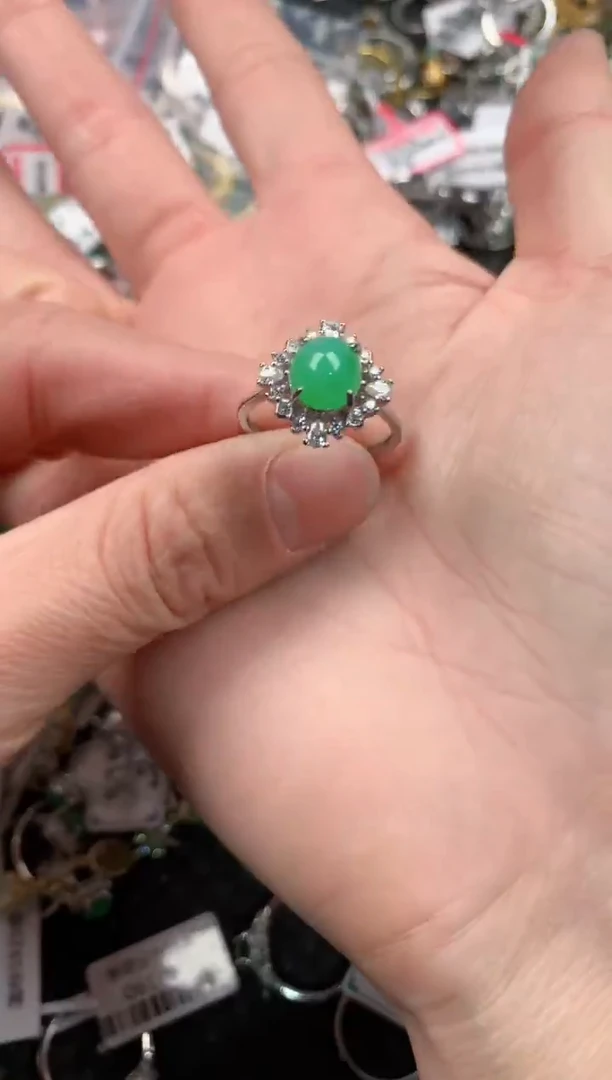 银S925镶嵌戒指翡翠44444   8