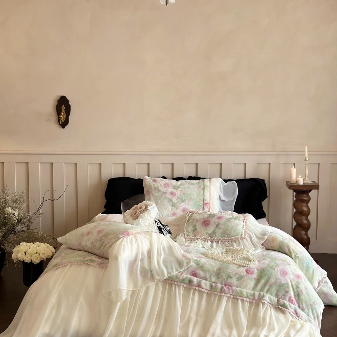 【莳月繁花】秋冬法式印花高克重牛奶绒四件套