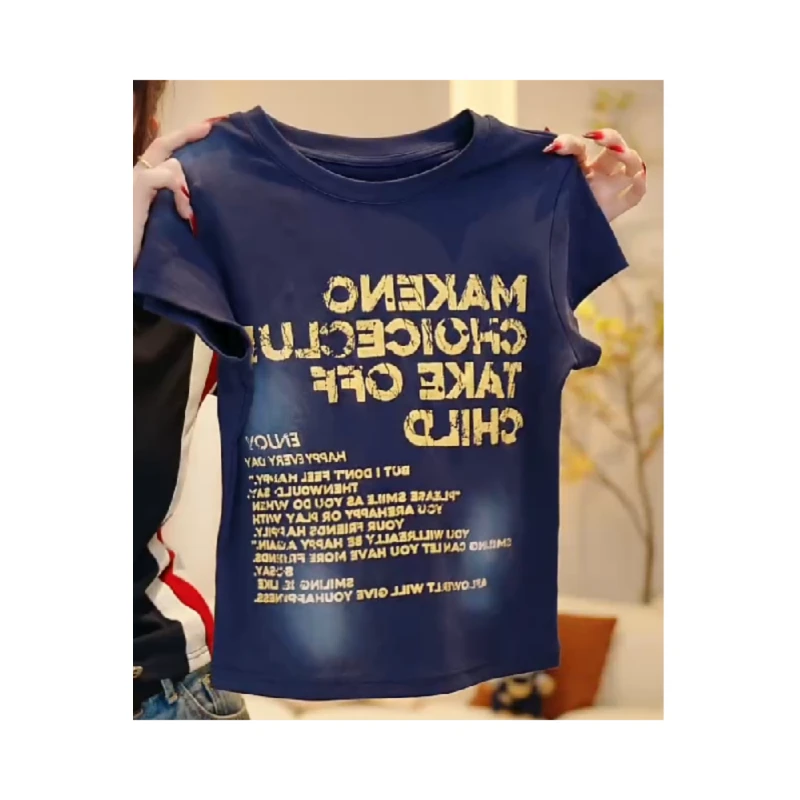 『扎染字母』时尚美式简约做旧字母印花百搭短袖T恤上衣LK2505558