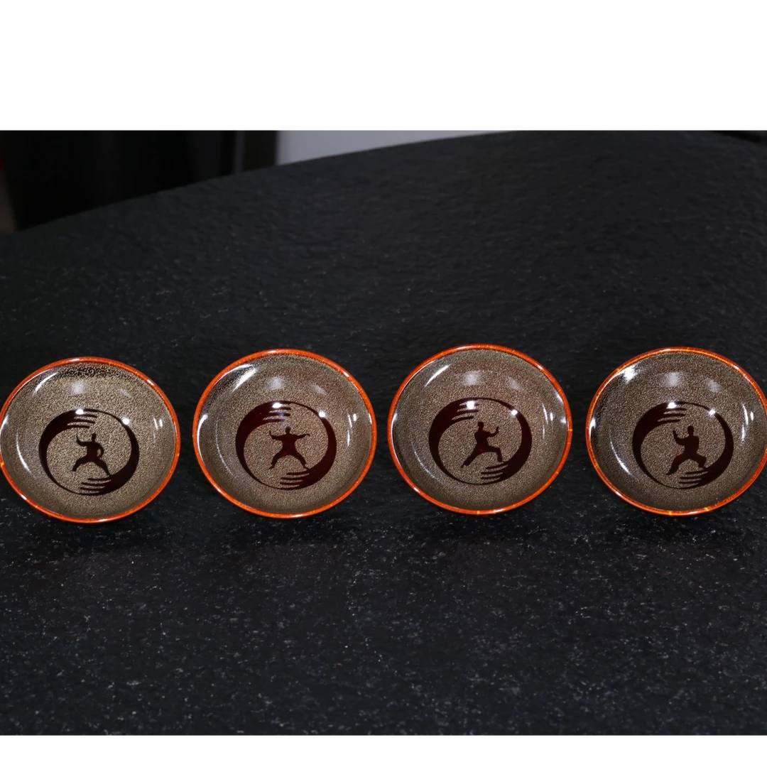 玳瑁釉太极四式（四个手式）大师制作